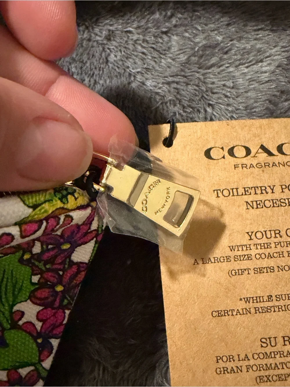 Coach Floral Cosmetic Pouch in Cream with Orange, Pink & Green Accents